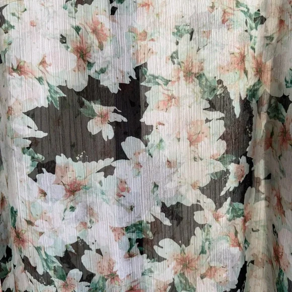 Liz Claiborne Plus Size 14W 0X Sheer Floral Long Sleeve Button Down Career Top - Picture 9 of 9